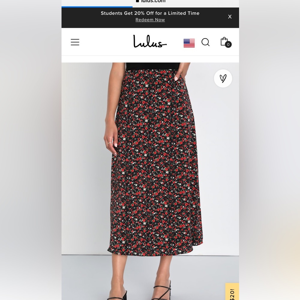 Floral high rise midi skirt